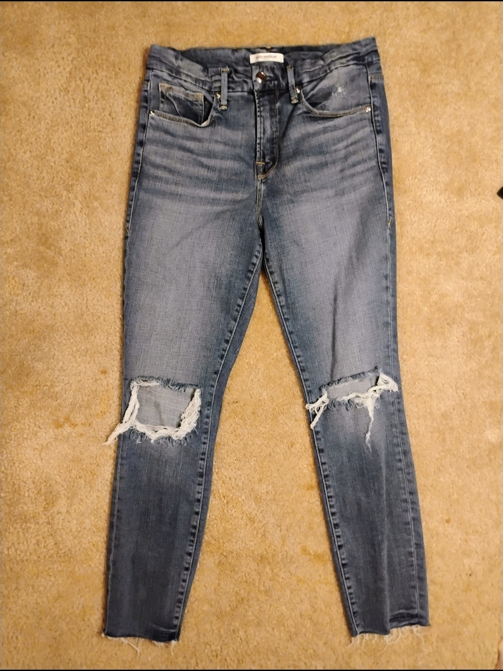 Good American Blue Distressed Skinny Jeans